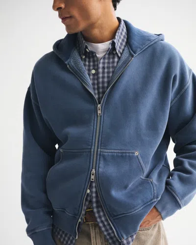 Abercrombie & Fitch Essential Full-zip Hoodie In Blue