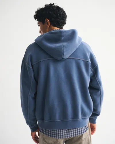 Abercrombie & Fitch Essential Full-zip Hoodie In Blue
