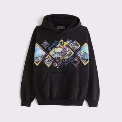 Abercrombie & Fitch Vail Graphic Popover Hoodie In Black