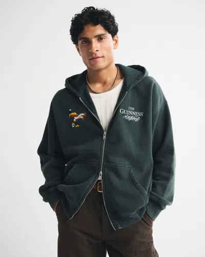 Abercrombie & Fitch Guinness Graphic Full-zip Hoodie In Green