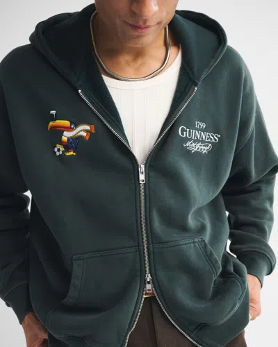 Abercrombie & Fitch Guinness Graphic Full-zip Hoodie In Green