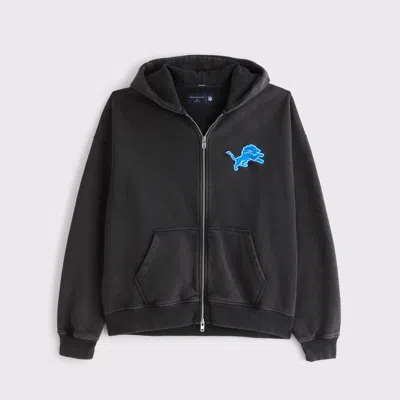 Abercrombie & Fitch Detroit Lions Full-zip Hoodie In Gray