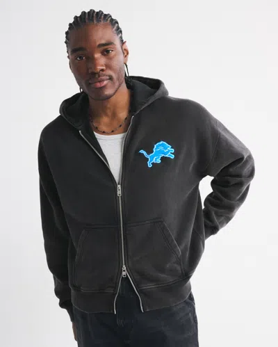 Abercrombie & Fitch Detroit Lions Full-zip Hoodie In Gray
