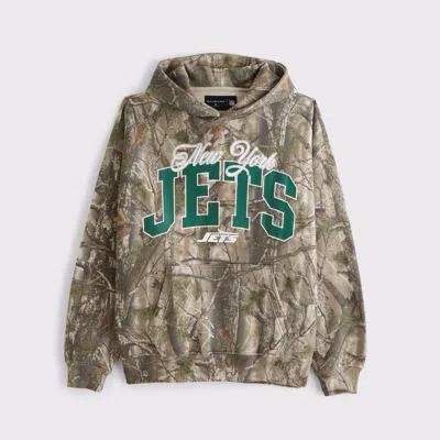 Abercrombie & Fitch New York Jets Graphic Popover Hoodie In Multi