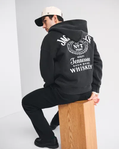 Abercrombie & Fitch Jack Daniel's Full-zip Hoodie In Black