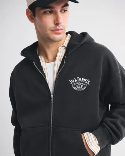 Abercrombie & Fitch Jack Daniel's Full-zip Hoodie In Black