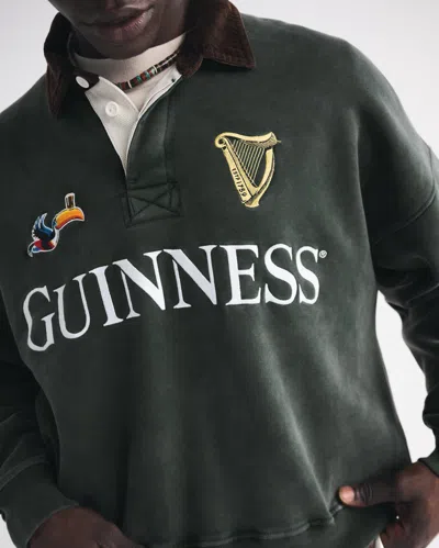 Abercrombie & Fitch Guinness Rugby Polo Sweatshirt In Green