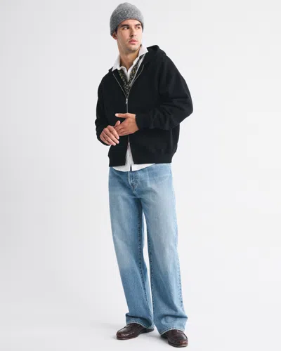 Abercrombie & Fitch Essential Full-zip Hoodie In Black