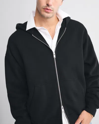 Abercrombie & Fitch Essential Full-zip Hoodie In Black