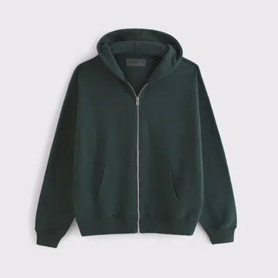 Abercrombie & Fitch Essential Full-zip Hoodie In Green