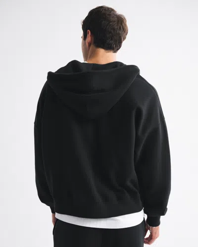 Abercrombie & Fitch Essential Cropped Full-zip Hoodie In Black
