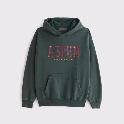 Abercrombie & Fitch Aspen Graphic Popover Hoodie In Green