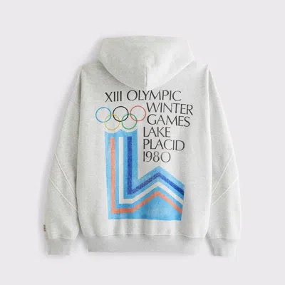 Abercrombie & Fitch Olympics Graphic Popover Hoodie In Gray