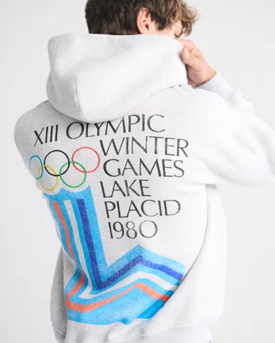 Abercrombie & Fitch Olympics Graphic Popover Hoodie In Gray