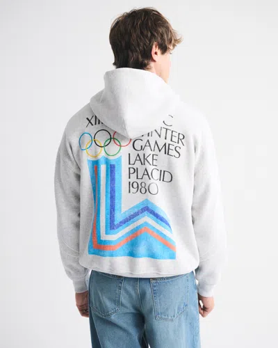Abercrombie & Fitch Olympics Graphic Popover Hoodie In Gray