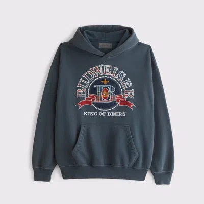 Abercrombie & Fitch Budweiser Graphic Popover Hoodie In Blue