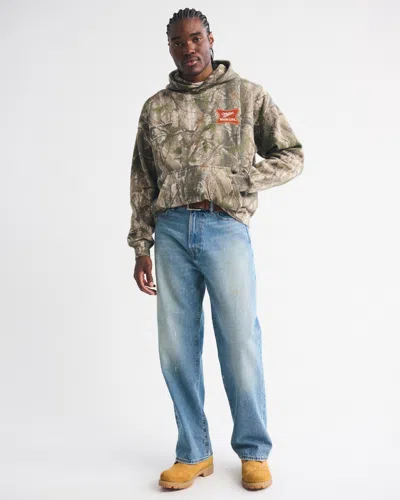 Abercrombie & Fitch Miller High Life Graphic Popover Hoodie In Green