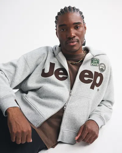 Abercrombie & Fitch Jeep Full-zip Hoodie In Gray