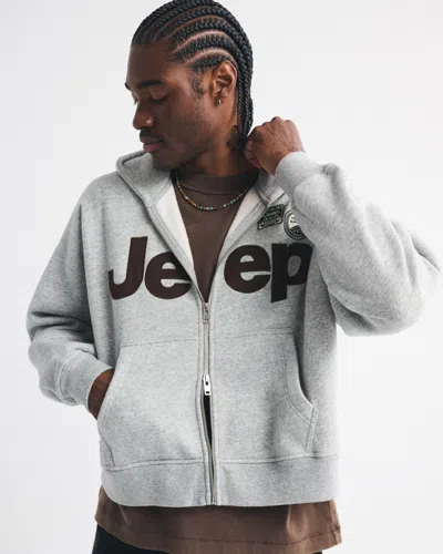 Abercrombie & Fitch Jeep Full-zip Hoodie In Gray