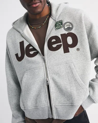 Abercrombie & Fitch Jeep Full-zip Hoodie In Gray