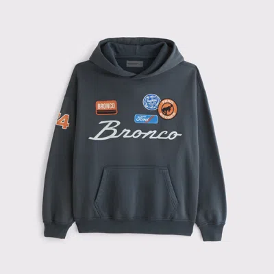 Abercrombie & Fitch Bronco Graphic Popover Hoodie In Blue