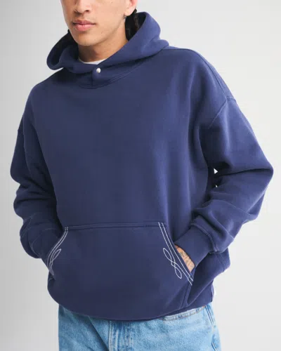 Abercrombie & Fitch Essential Popover Hoodie In Blue