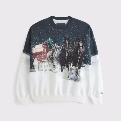 Abercrombie & Fitch Budweiser Graphic Crew Sweatshirt In White