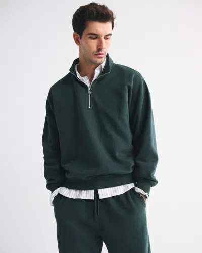Abercrombie & Fitch Essential Half-zip Sweatshirt In Green