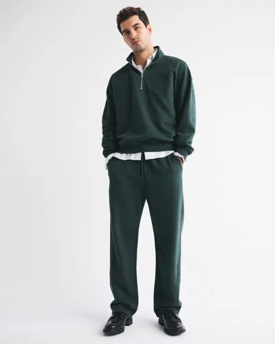 Abercrombie & Fitch Essential Half-zip Sweatshirt In Green