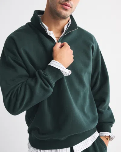 Abercrombie & Fitch Essential Half-zip Sweatshirt In Green
