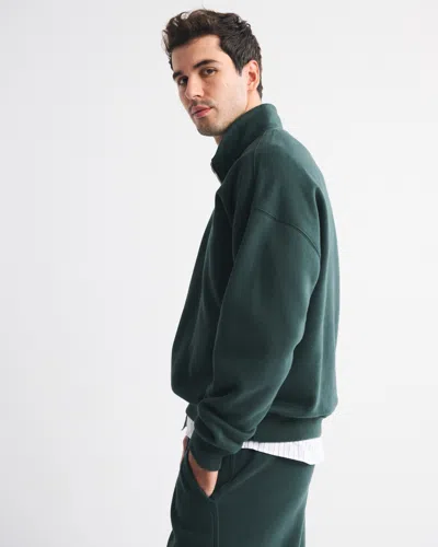 Abercrombie & Fitch Essential Half-zip Sweatshirt In Green
