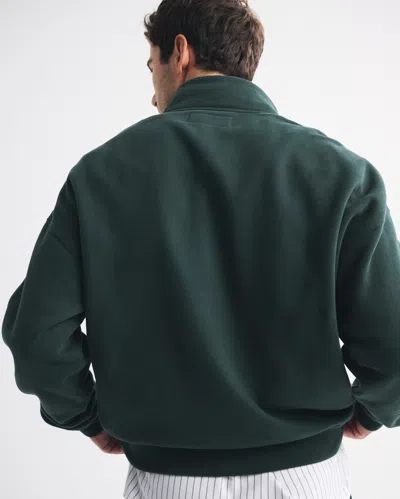 Abercrombie & Fitch Essential Half-zip Sweatshirt In Green