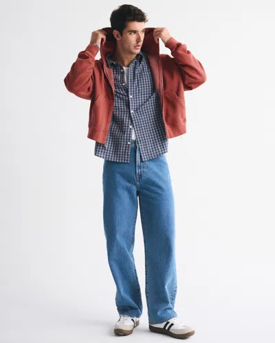 Abercrombie & Fitch Essential Cropped Full-zip Hoodie In Brown