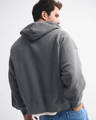 Abercrombie & Fitch Essential Cropped Full-zip Hoodie In Gray
