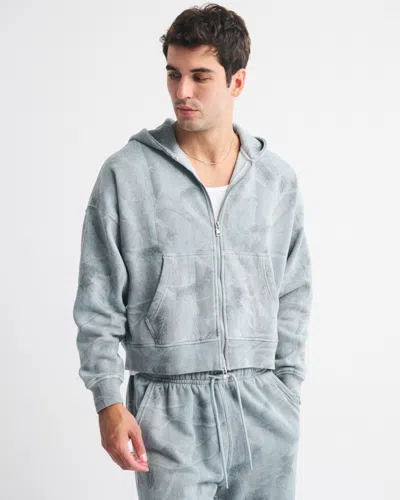 Abercrombie & Fitch Essential Cropped Full-zip Hoodie In Gray