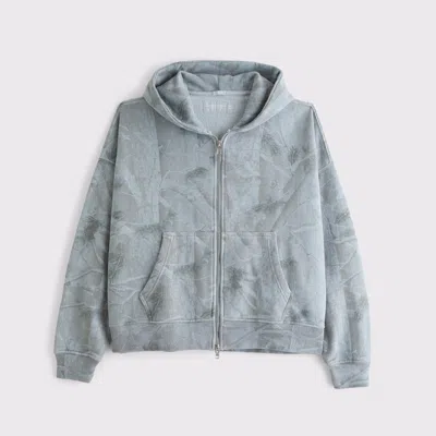 Abercrombie & Fitch Essential Cropped Full-zip Hoodie In Gray