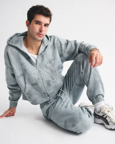 Abercrombie & Fitch Essential Cropped Full-zip Hoodie In Gray