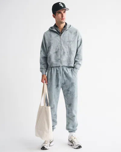 Abercrombie & Fitch Essential Cropped Full-zip Hoodie In Gray