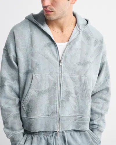 Abercrombie & Fitch Essential Cropped Full-zip Hoodie In Gray