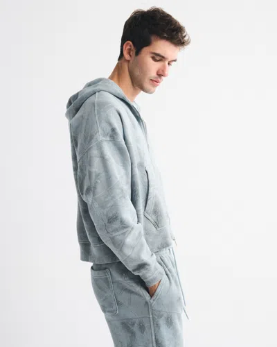 Abercrombie & Fitch Essential Cropped Full-zip Hoodie In Gray