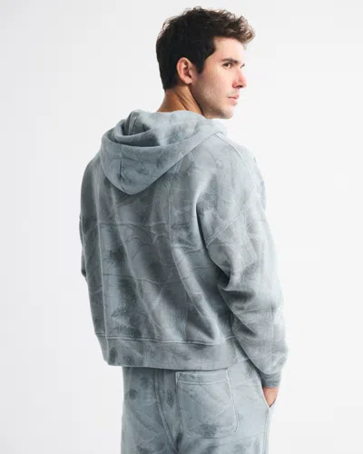 Abercrombie & Fitch Essential Cropped Full-zip Hoodie In Gray