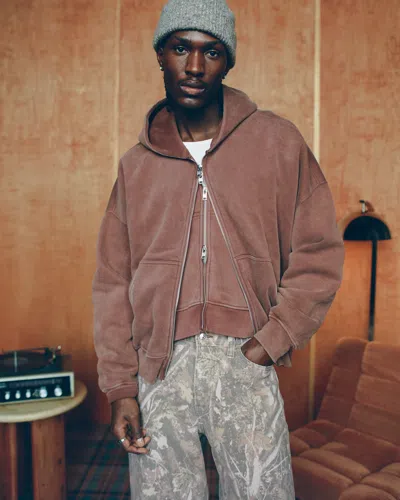 Abercrombie & Fitch Essential Cropped Full-zip Hoodie In Brown