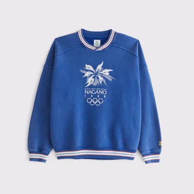 Abercrombie & Fitch Olympics Graphic Crew Sweatshirt In Black