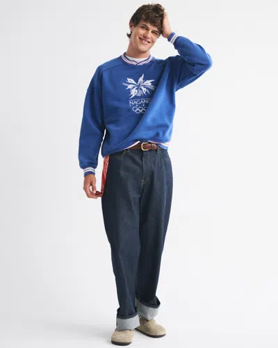 Abercrombie & Fitch Olympics Graphic Crew Sweatshirt In Black