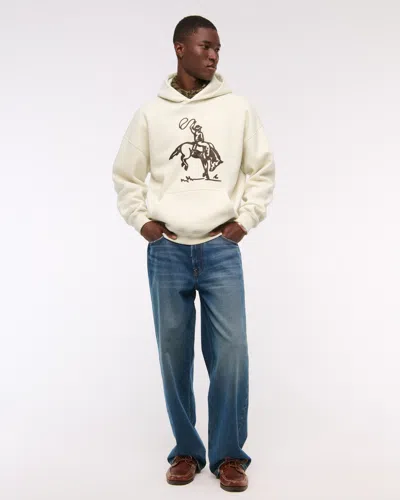 Abercrombie & Fitch Cowboy Graphic Essential Popover Hoodie In Neutral
