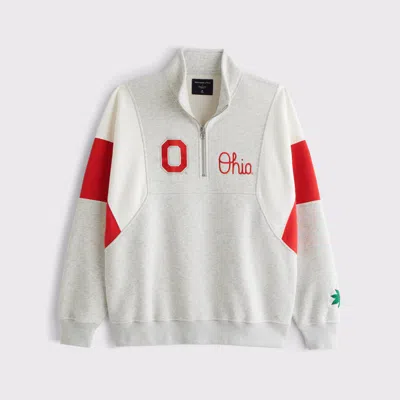 Abercrombie & Fitch The Ohio State University Half-zip Sweatshirt In White