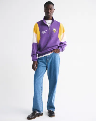 Abercrombie & Fitch Minnesota Vikings Half-zip Sweatshirt In Multi