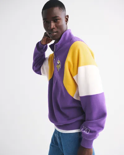 Abercrombie & Fitch Minnesota Vikings Half-zip Sweatshirt In Multi