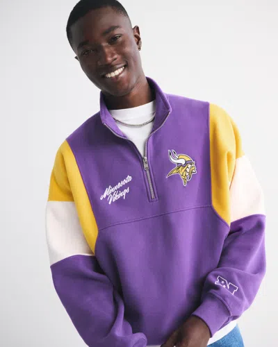 Abercrombie & Fitch Minnesota Vikings Half-zip Sweatshirt In Multi