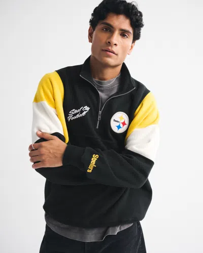 Abercrombie & Fitch Pittsburgh Steelers Half-zip Sweatshirt In Black